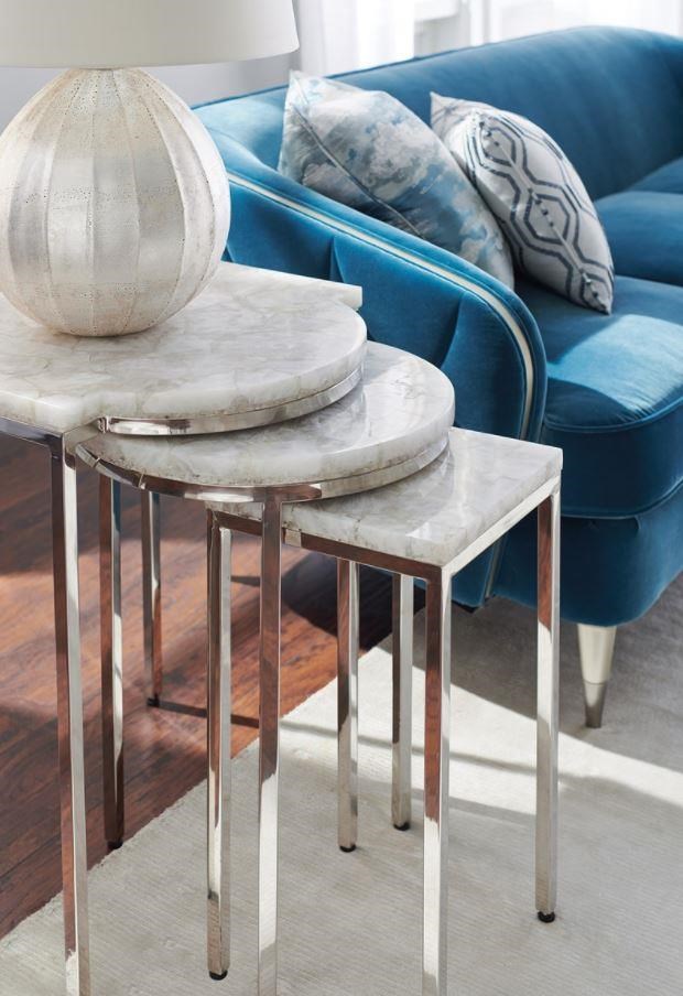 Anthology Collections Caracole Classic Set of Marble Top Bunching Tables Sprintz Furniture End Tables